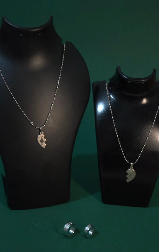 Combo of 2 Couple Chain With Pendant and 2 Couple Rings