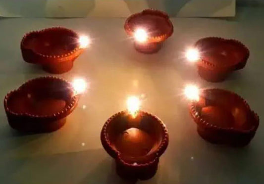 Water Sensor Diya - E-Diya Warm Orange Ambient Lights Led Candle Diyas for Diwali Decoration (Pack of 12)